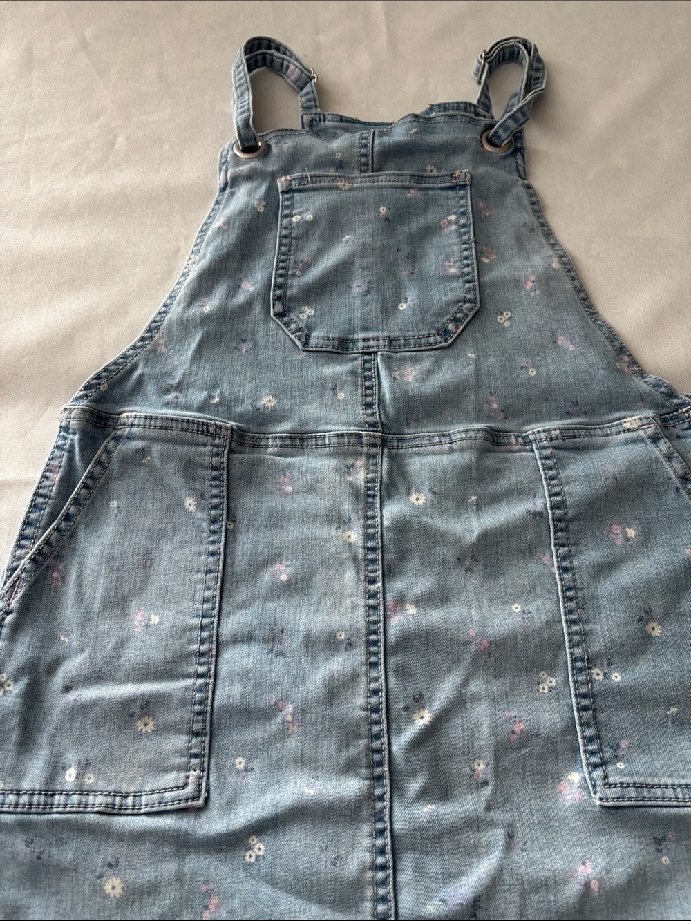 Cat & Jack Light Blue Denim Dress with Subtle White Print kids size L (10/12) - Picture 3 of 8